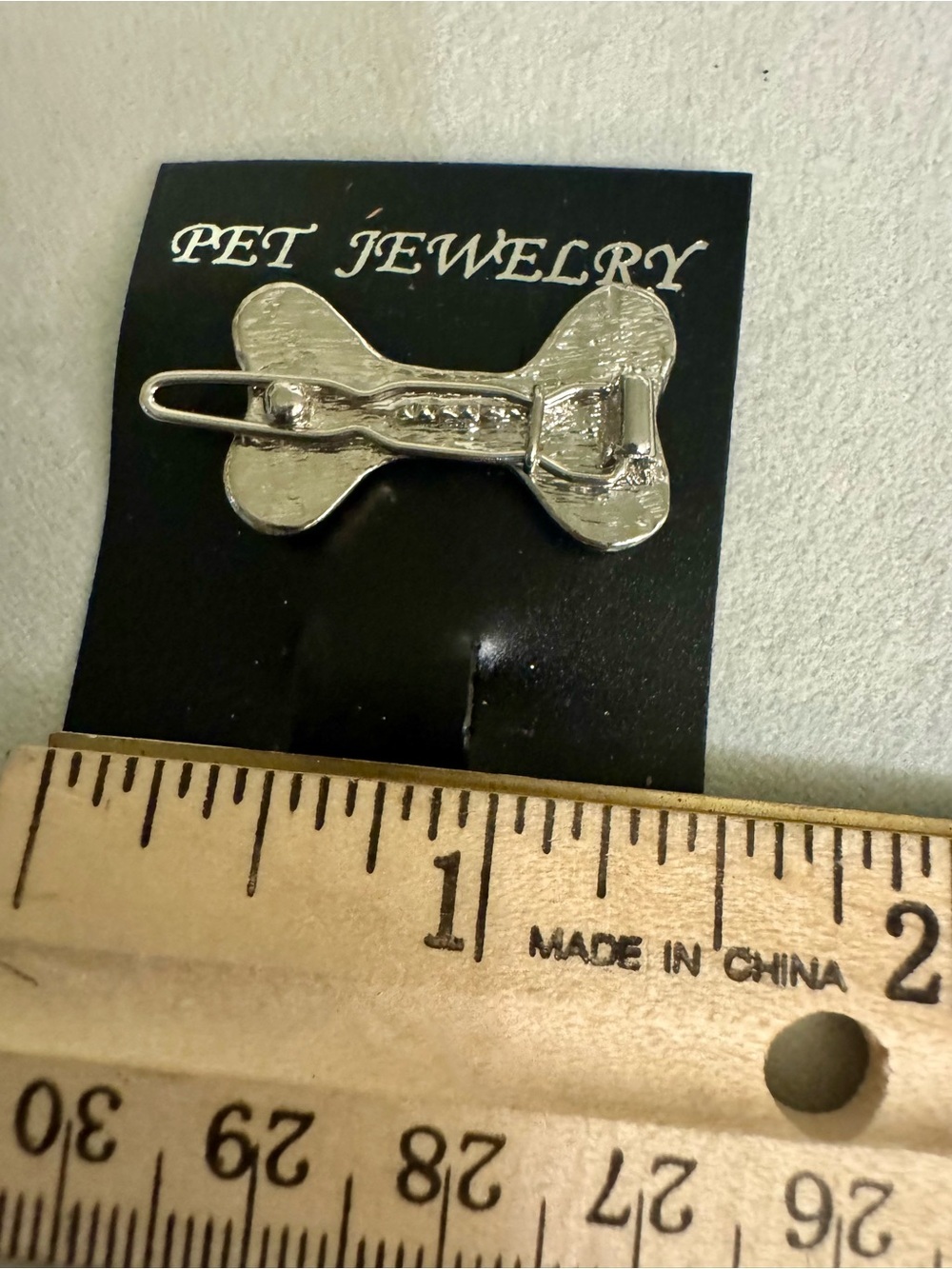 Silver Crystal Bone Dog Hair Clip - Picture 2 of 5